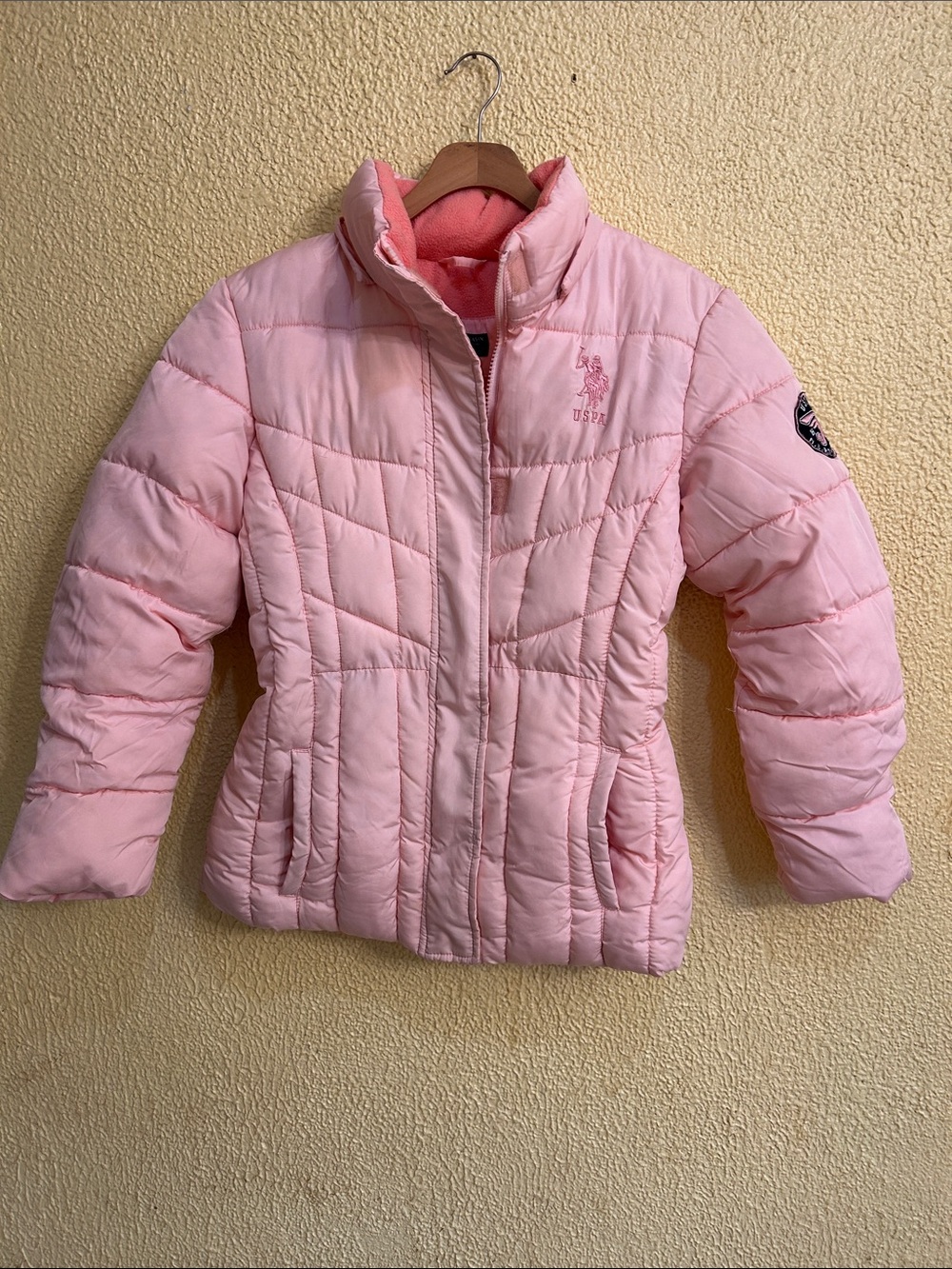 U.S. Polo Assn. Light Pink Quilted Puffer Jacket for Kids